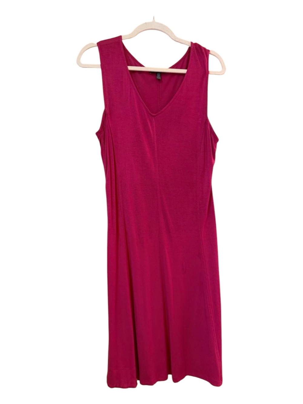 Eileen Fisher Rust Red V Neck Midi Dress Lagenlook XXS